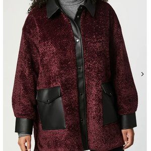 Bernardo Faux Shearling/Leather Jacket Merlot Women's Small